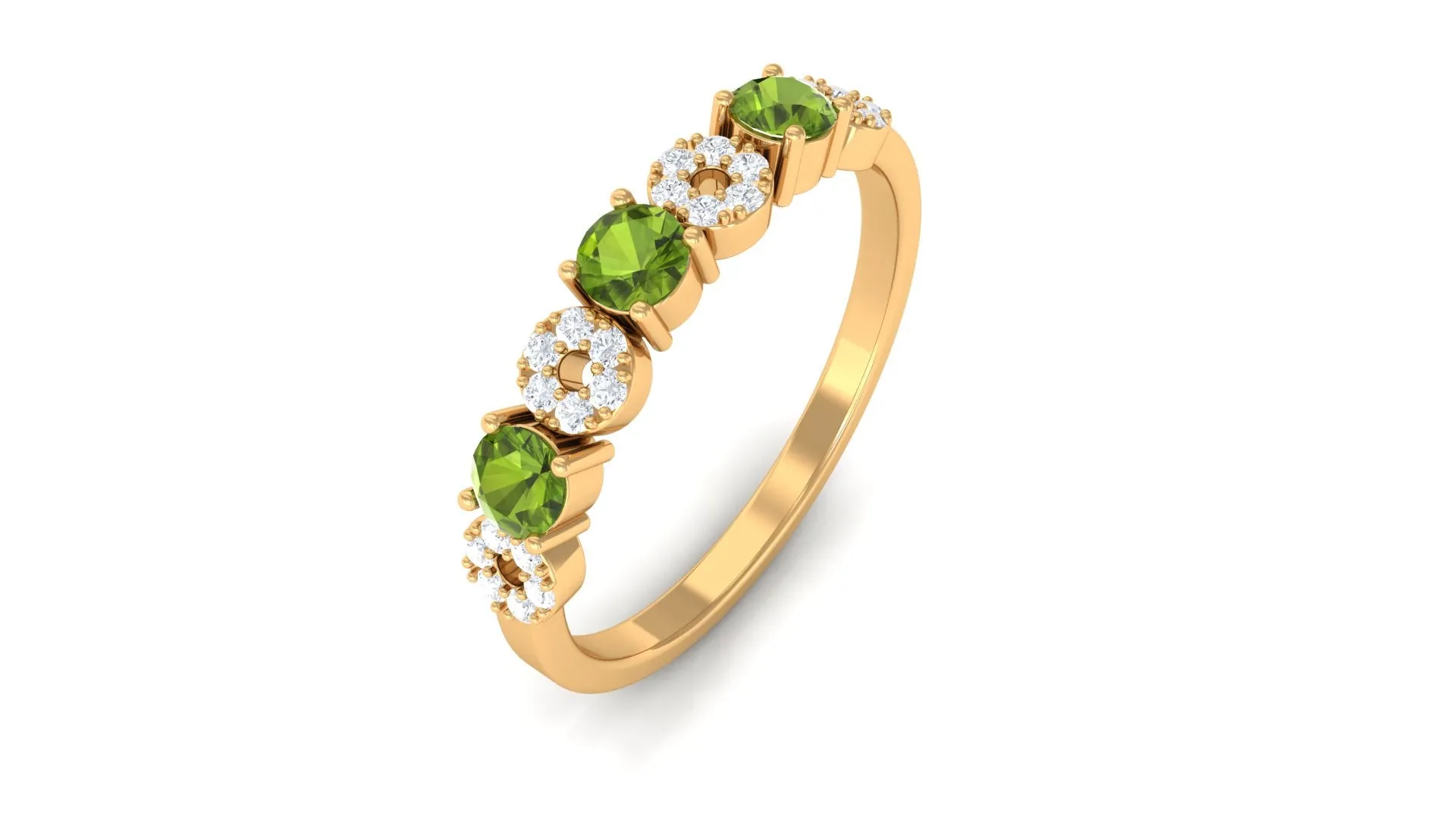 Peridot and Diamond Semi Eternity Ring