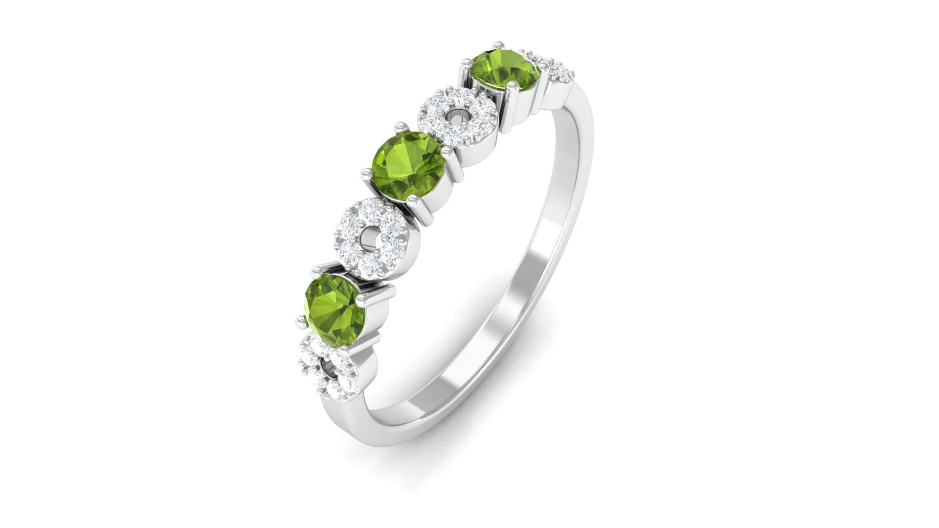 Peridot and Diamond Semi Eternity Ring