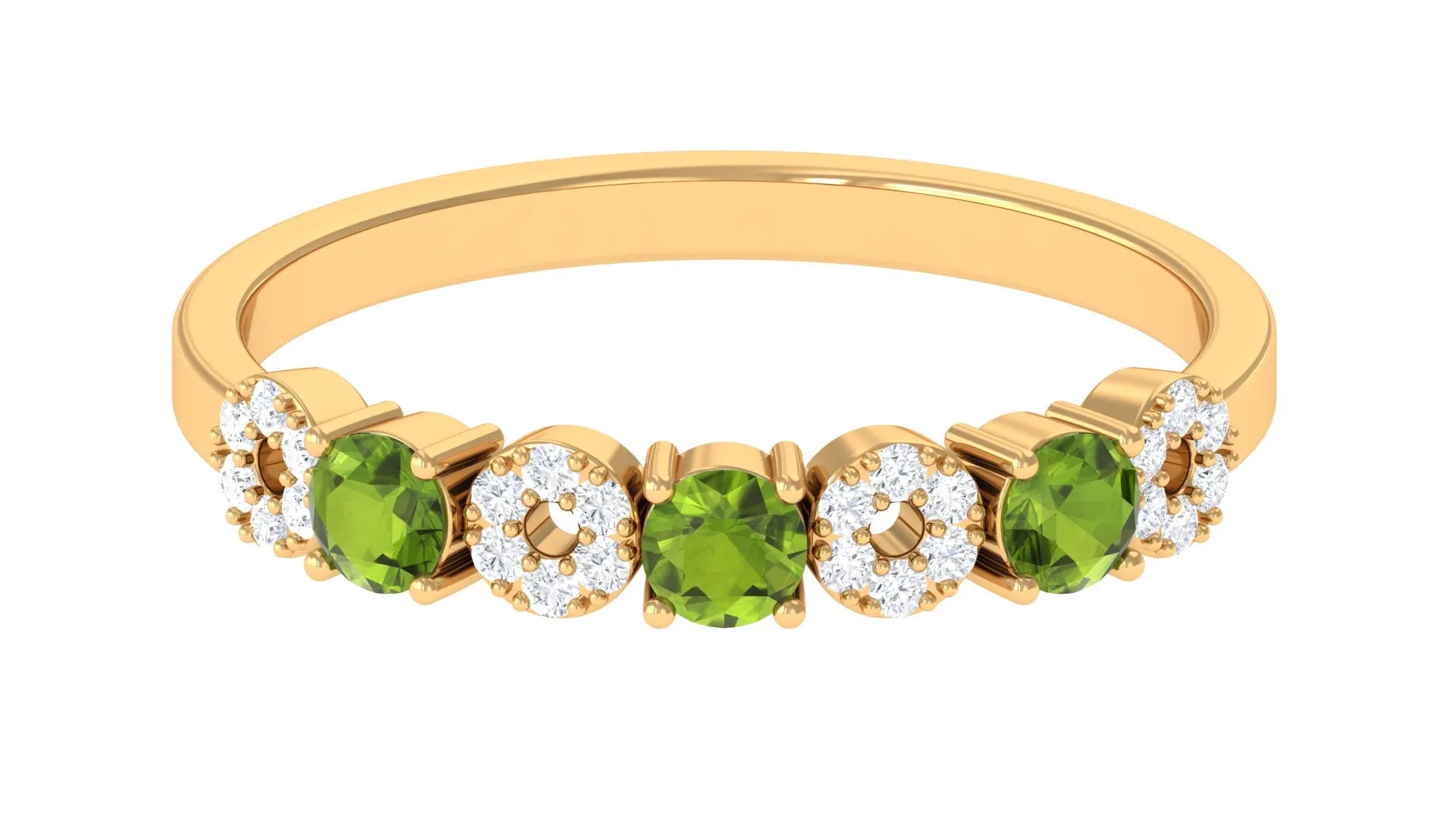 Peridot and Diamond Semi Eternity Ring