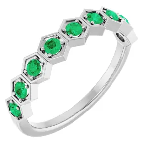 Platinum Natural Emerald Stackable Ring