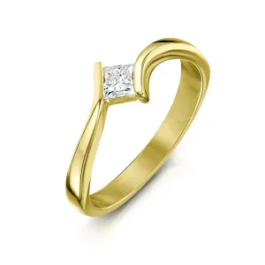 Princess Solitaire 0.25ct Diamond Ring in 18ct Yellow Gold