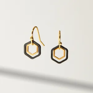 "Le Contour" Tiny Mixed Metal Black Earrings