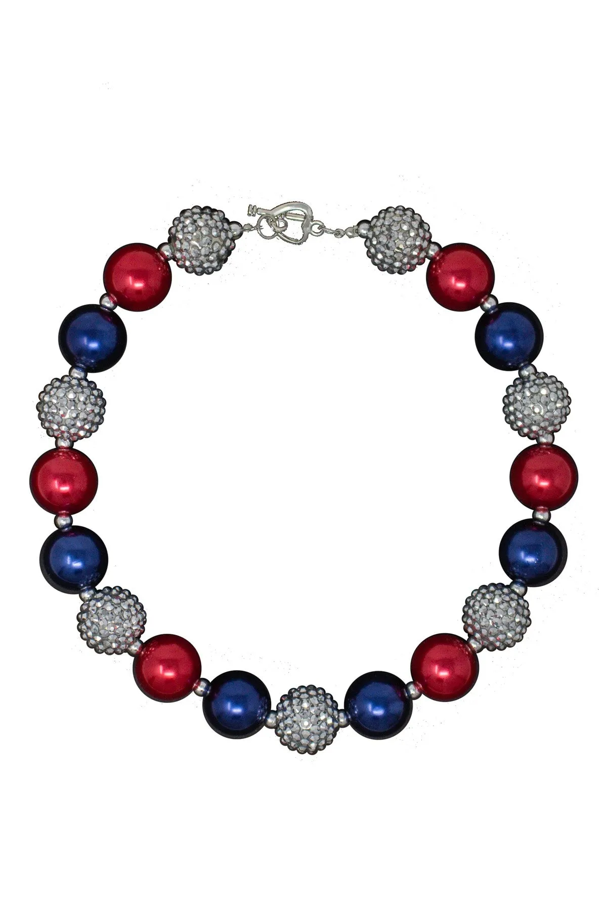 Red, Blue and Rhinestone Bubblegum Necklace