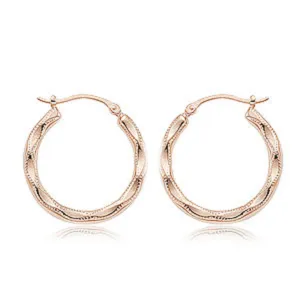 Rose Gold Embossed Hoop Earrings