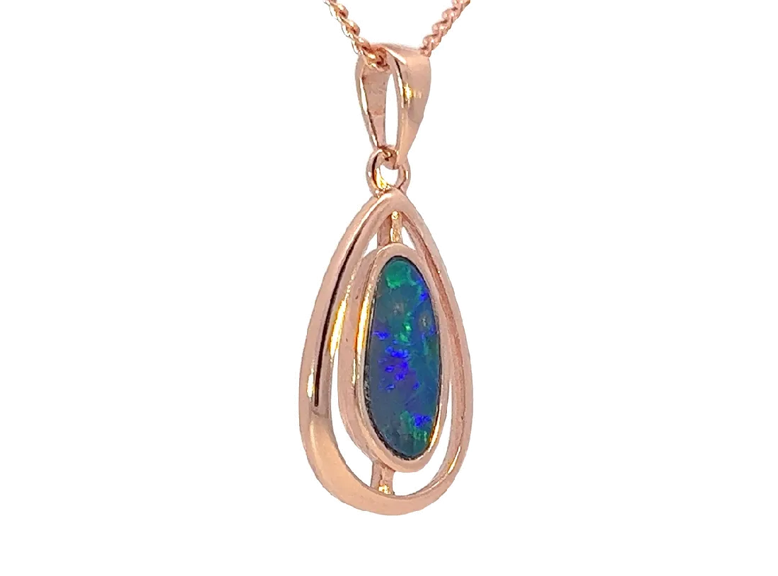 Rose Gold Plated silver Opal doublet pendants