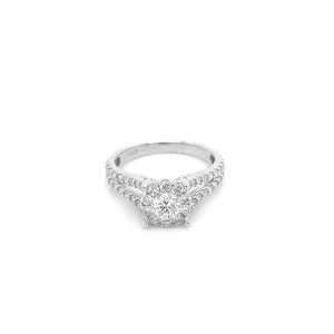 Round Diamond Split Shank White Gold Ring RO11N