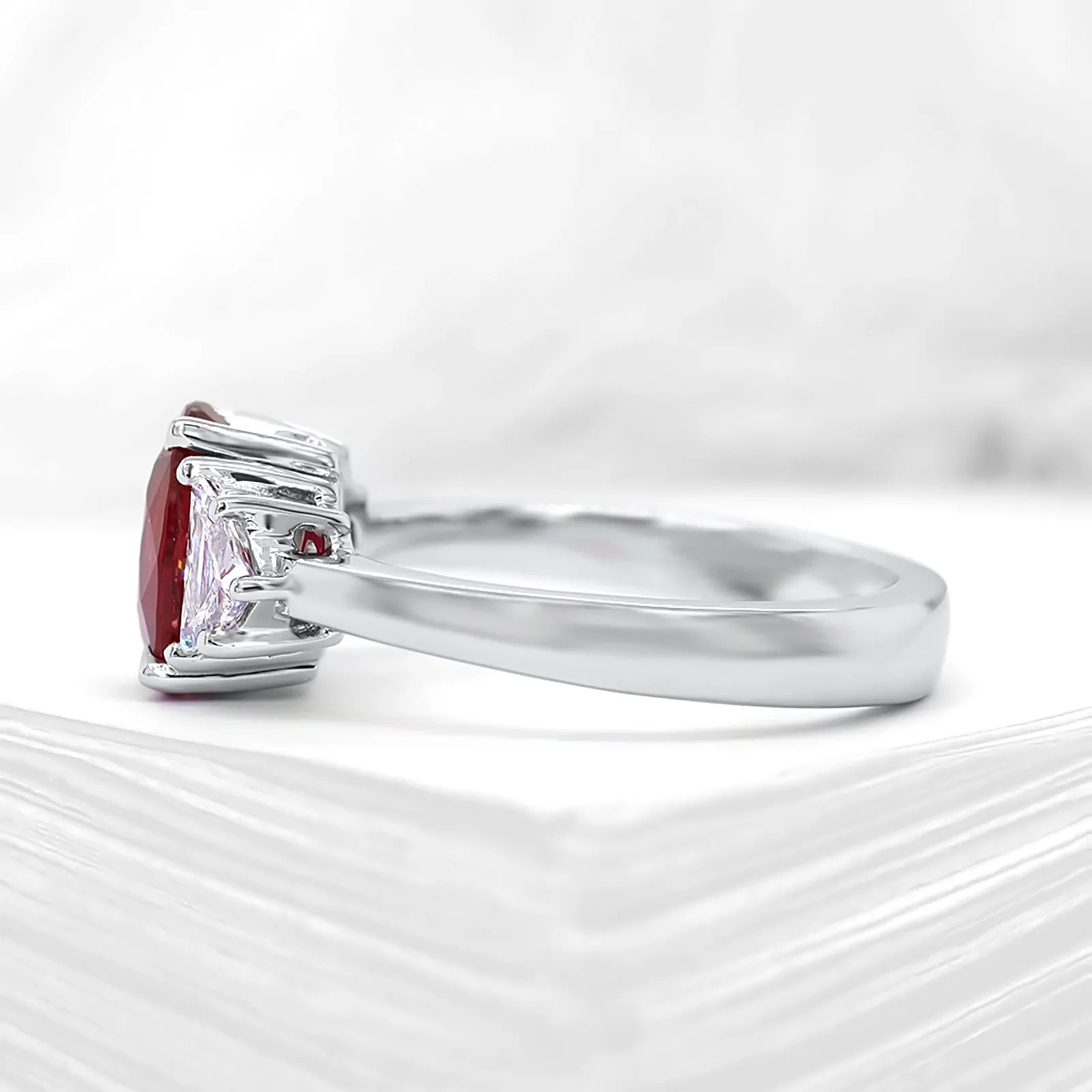 Ruby & Diamond Three-Stone Ring