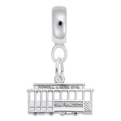 San Fran Cablecar Charm Dangle Bead In Sterling Silver