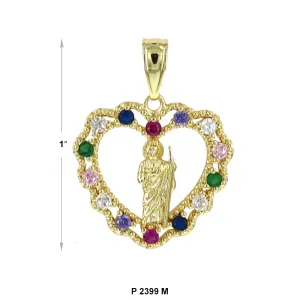 San Judas Heart Pendant P 2399 M