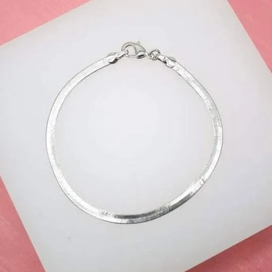 Silver Herringbone Chain Bracelet