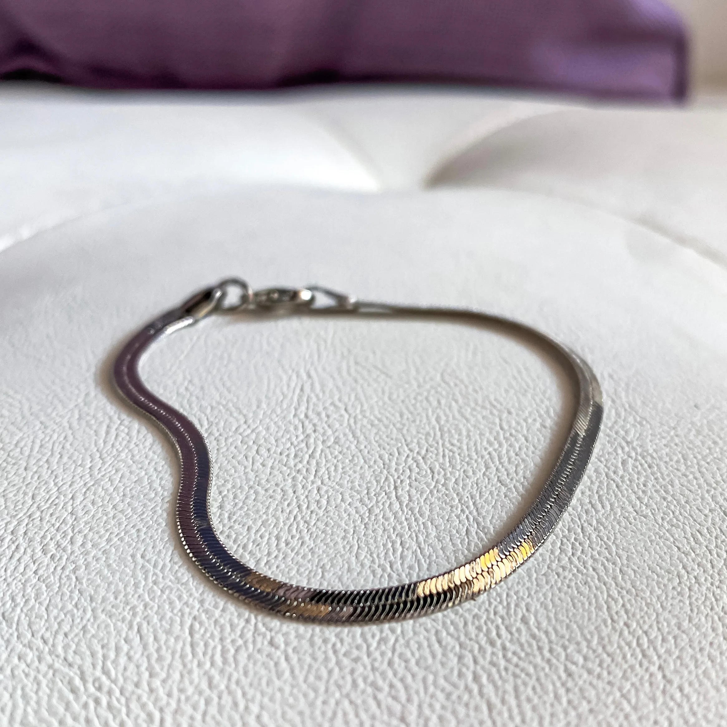 Silver Herringbone Chain Bracelet