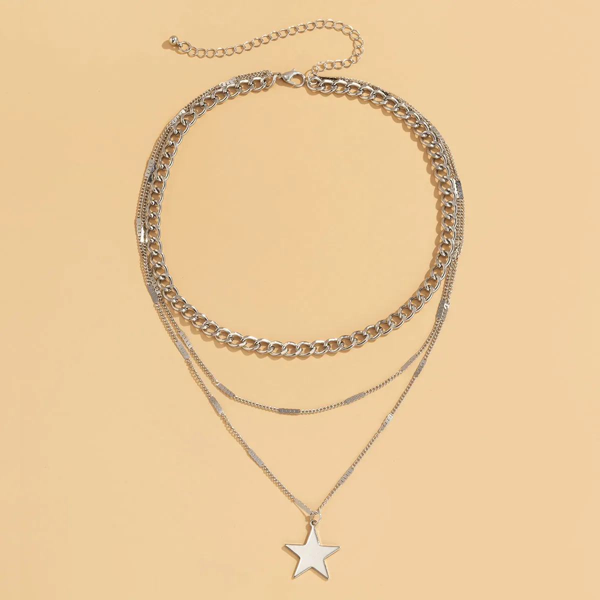 Simple Metal Chain Combination Necklace Women