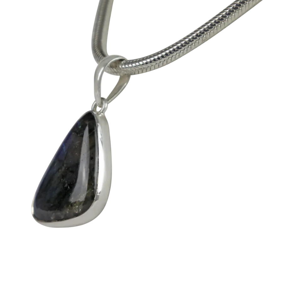 Simple Uncustomary Shape Beautiful Labradorite Set on Sterling Silver Open Back Bazel