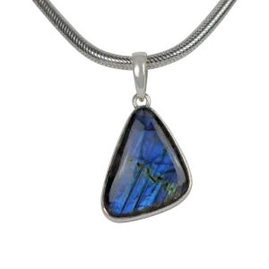 Simple Uncustomary Shape Beautiful Labradorite Set on Sterling Silver Open Back Bazel