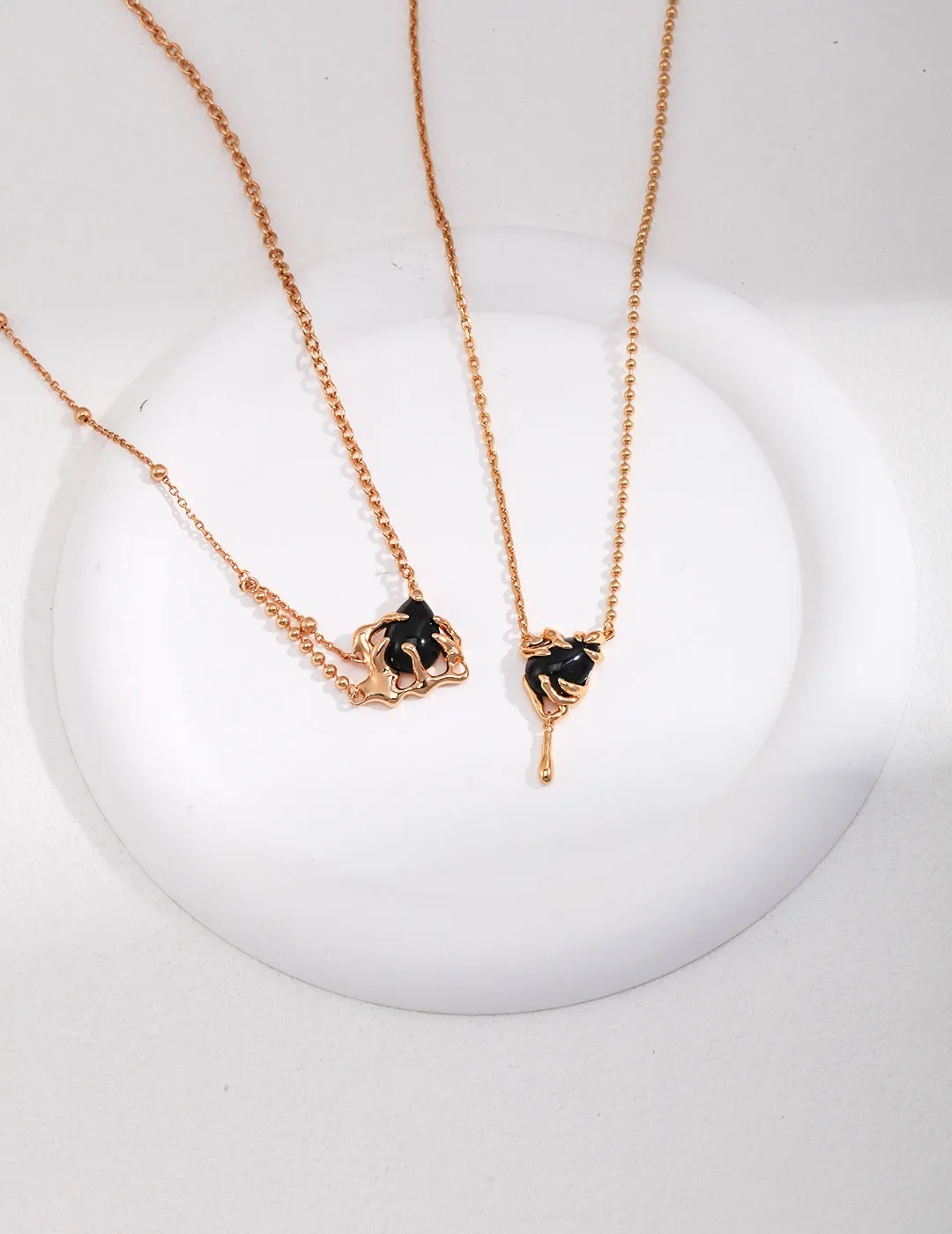 Simple Vintage Black Agate Necklace