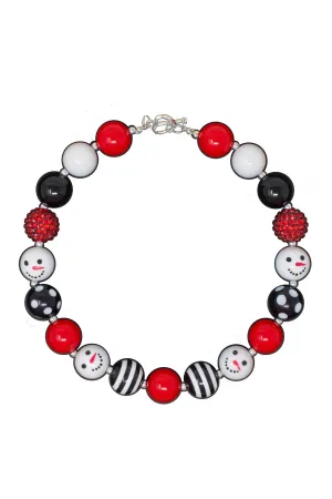 Snowman Red & Black Bubblegum Necklace