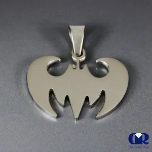 Solid 14K White Gold Bat Pendant Necklace