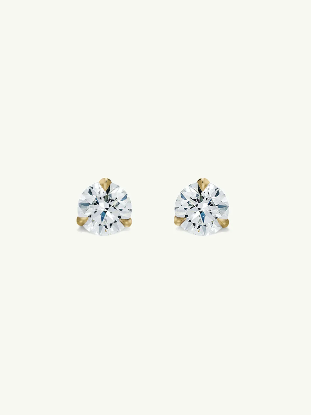 Solitaire White Diamond Stud Earrings in 3-Prong Settings, 0.50 Carat