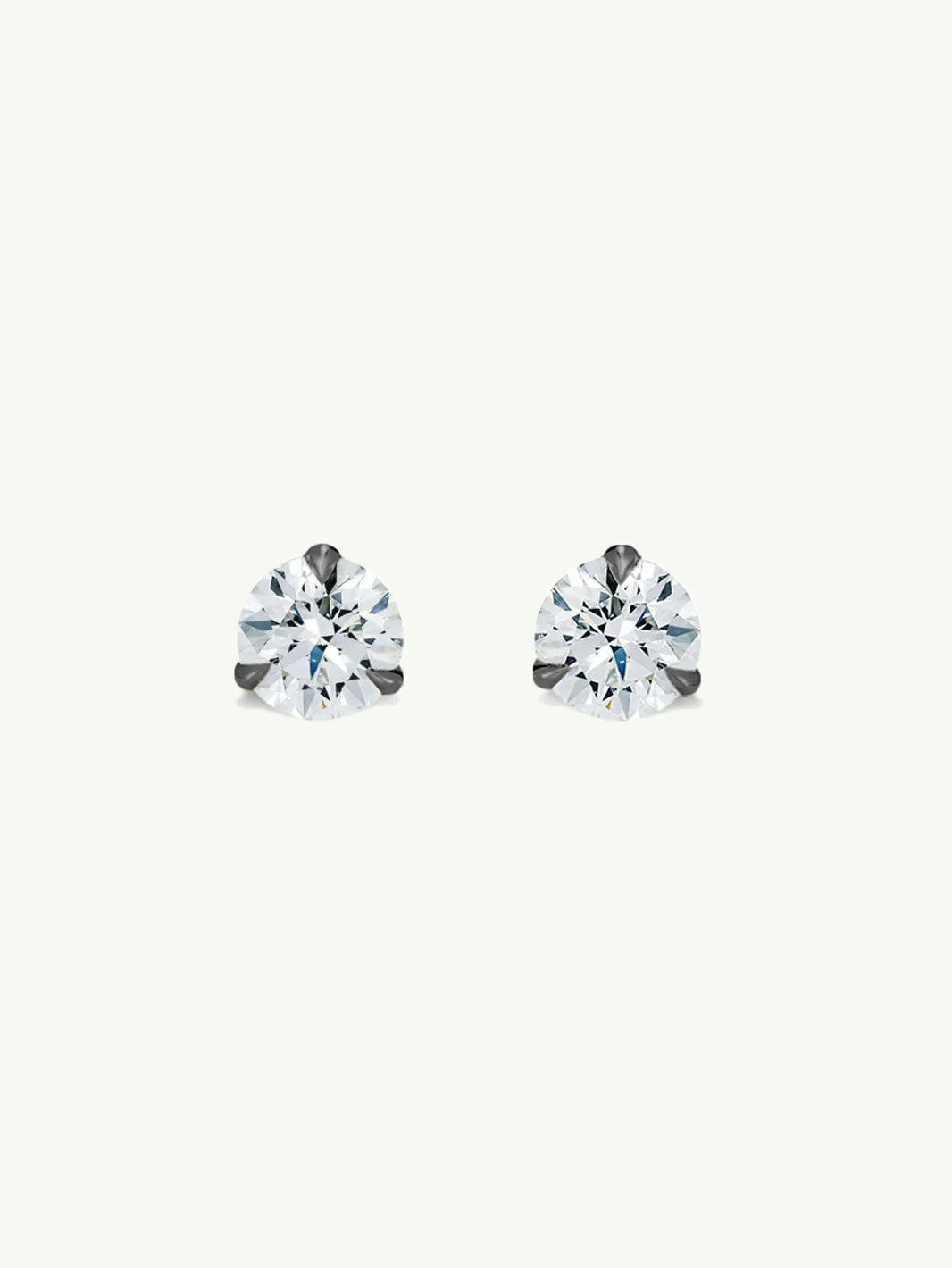 Solitaire White Diamond Stud Earrings in 3-Prong Settings, 0.50 Carat