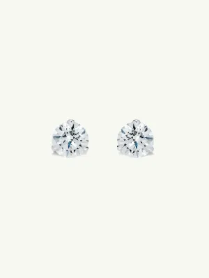 Solitaire White Diamond Stud Earrings in 3-Prong Settings, 0.50 Carat