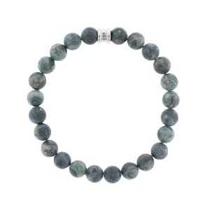 Stainless Steel & Matte Kambaba Jasper Beaded Bracelet - "Stones"