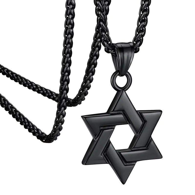 Stainless Steel Jewish Star of David Necklace - Hexagram Pendant Necklace