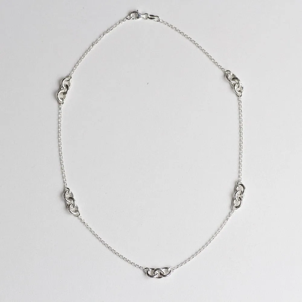 Sterling Silver Chain with 3-Link Stations