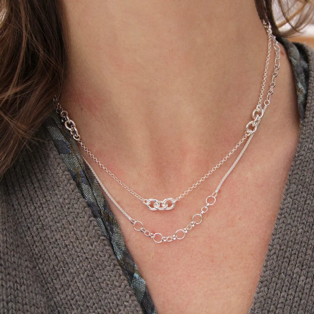 Sterling Silver Chain with 3-Link Stations