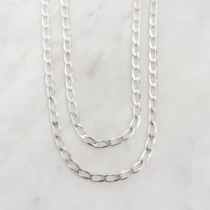 Sterling Silver Double Strand of 4.2mm Flat Curb Chain