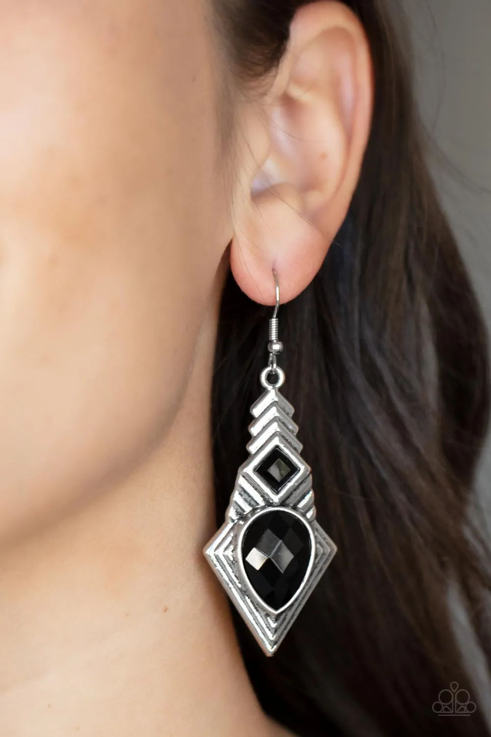 Stylishly Sonoran - Black Paparazzi Earrings