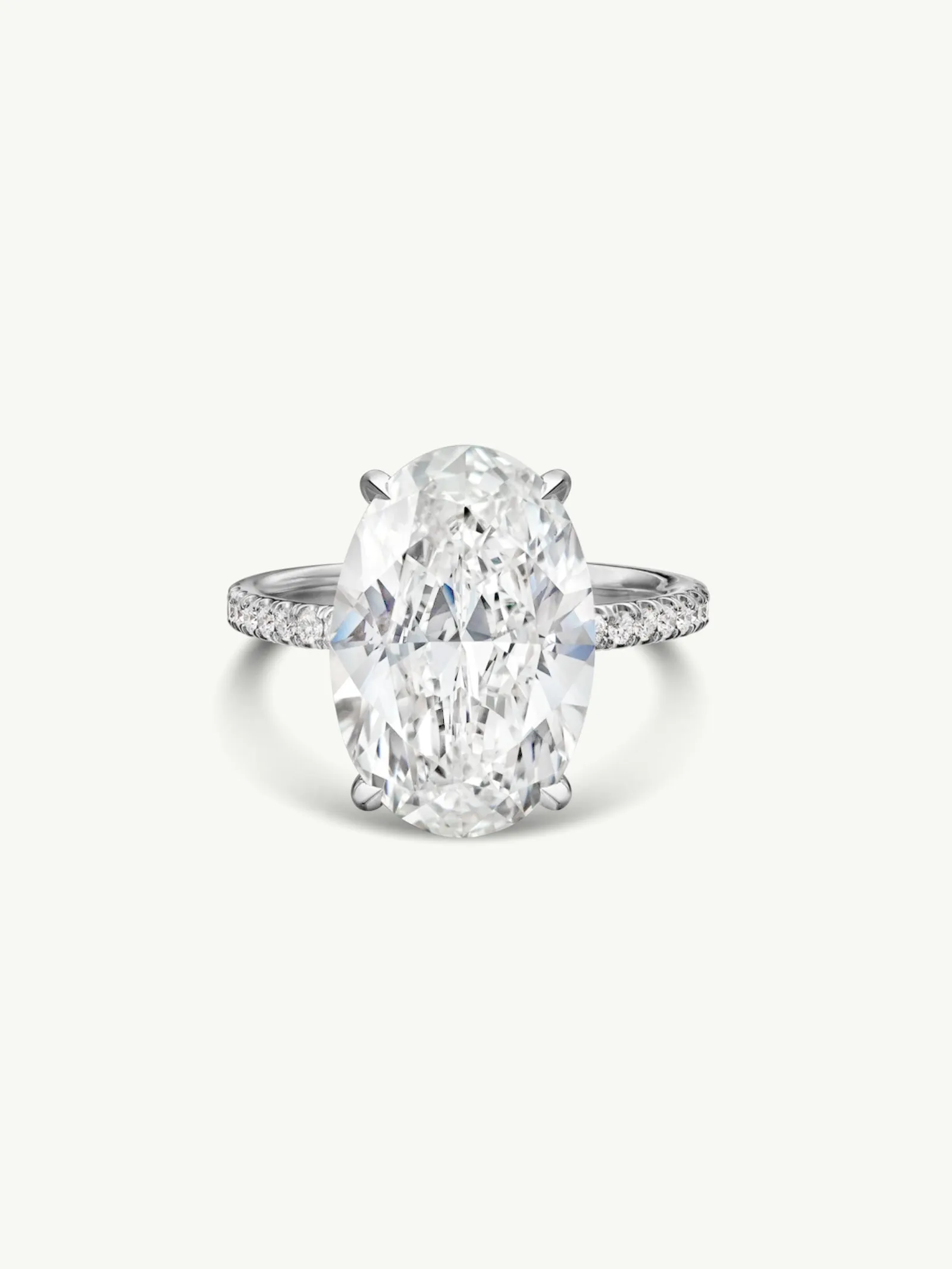 Suma Oval-Shaped Brilliant Cut White Diamond Engagement Ring In Platinum