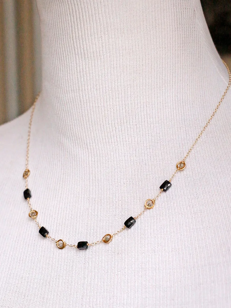 Susan Rifkin Black Spinel   Wire Wrapped Labradorite Necklace | Gold Filled (Made to Order)