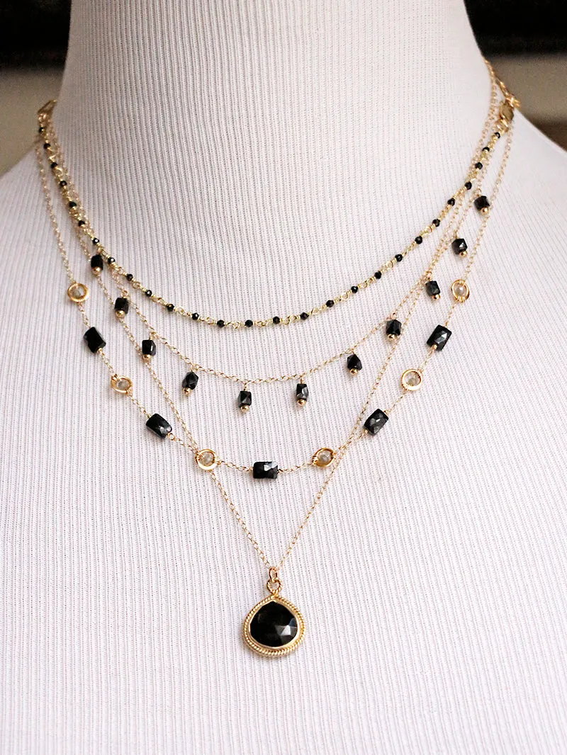 Susan Rifkin Black Spinel   Wire Wrapped Labradorite Necklace | Gold Filled (Made to Order)