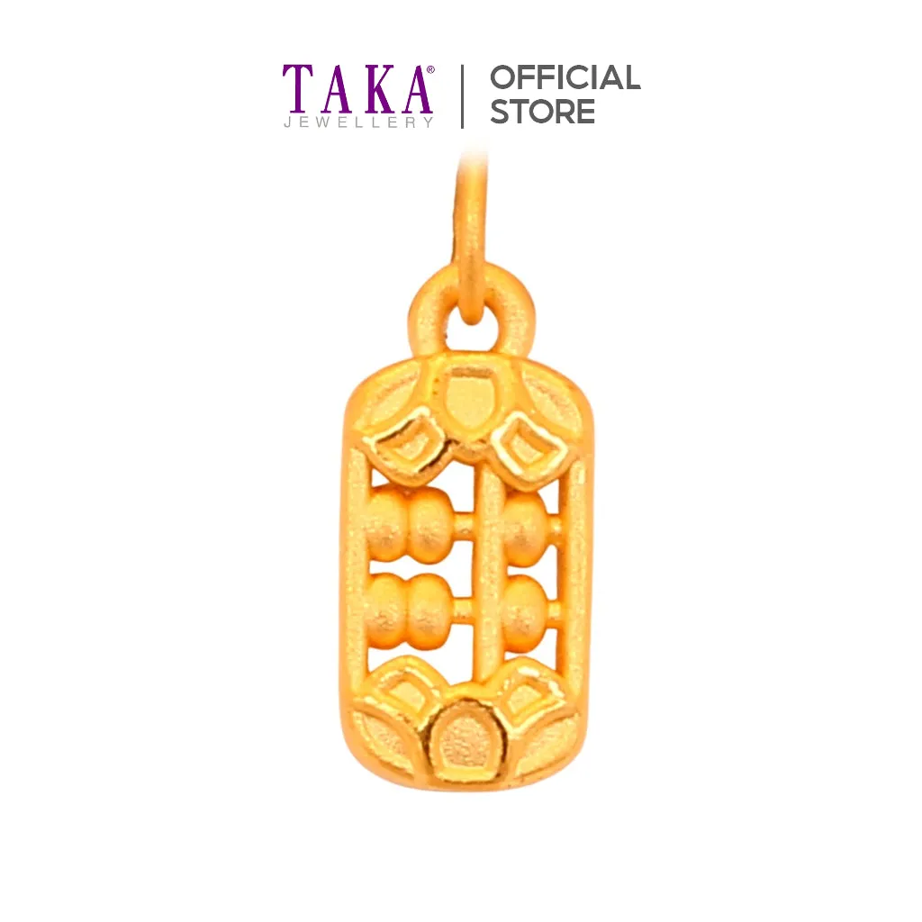 TAKA Jewellery 999 Pure Gold Pendant Abacus