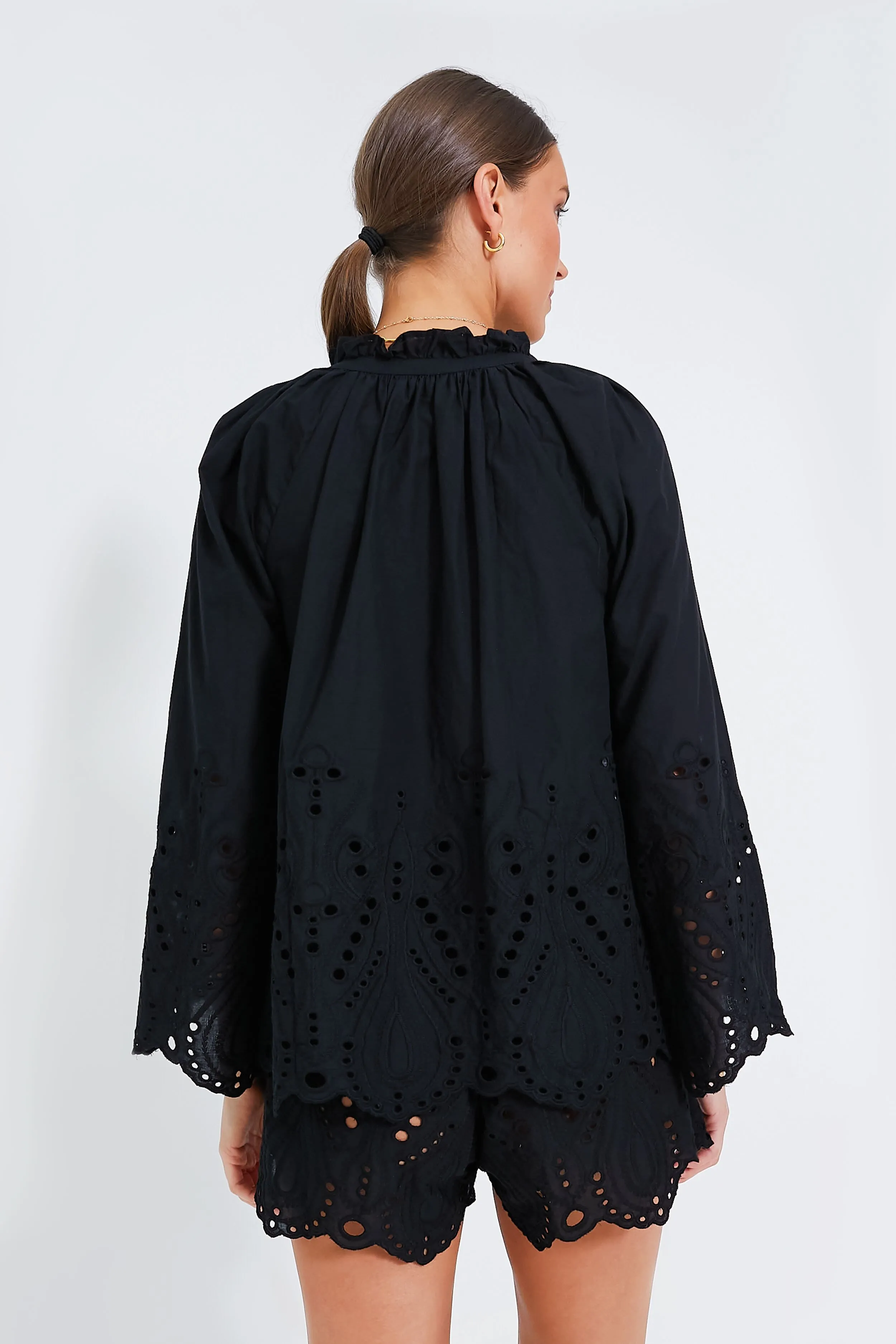 Tangier Border Embroidered Nero Penny Blouse