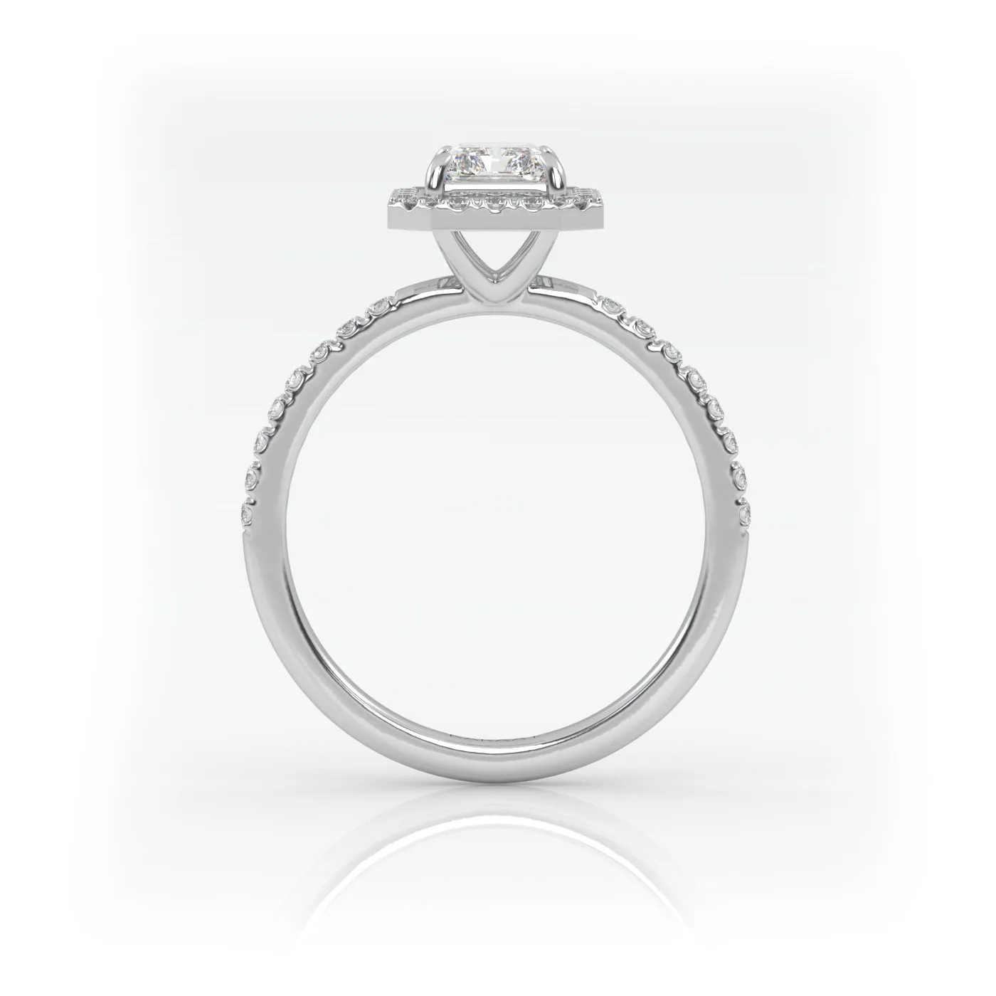 The Radiant Solitaire with Pavé band and Halo