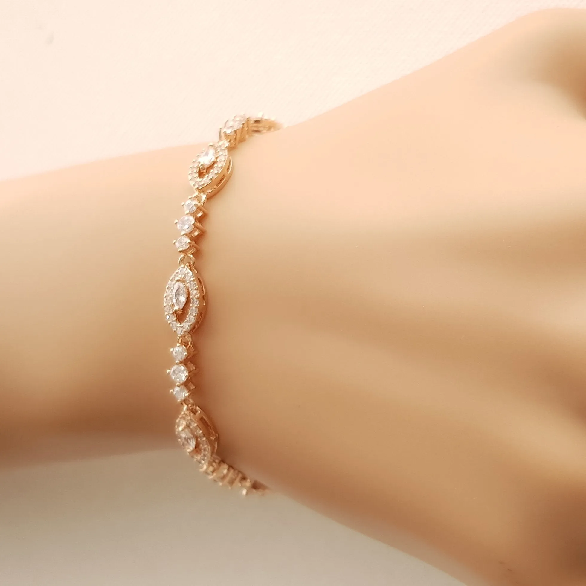 Thin Silver Bridal Bracelet- Hannah