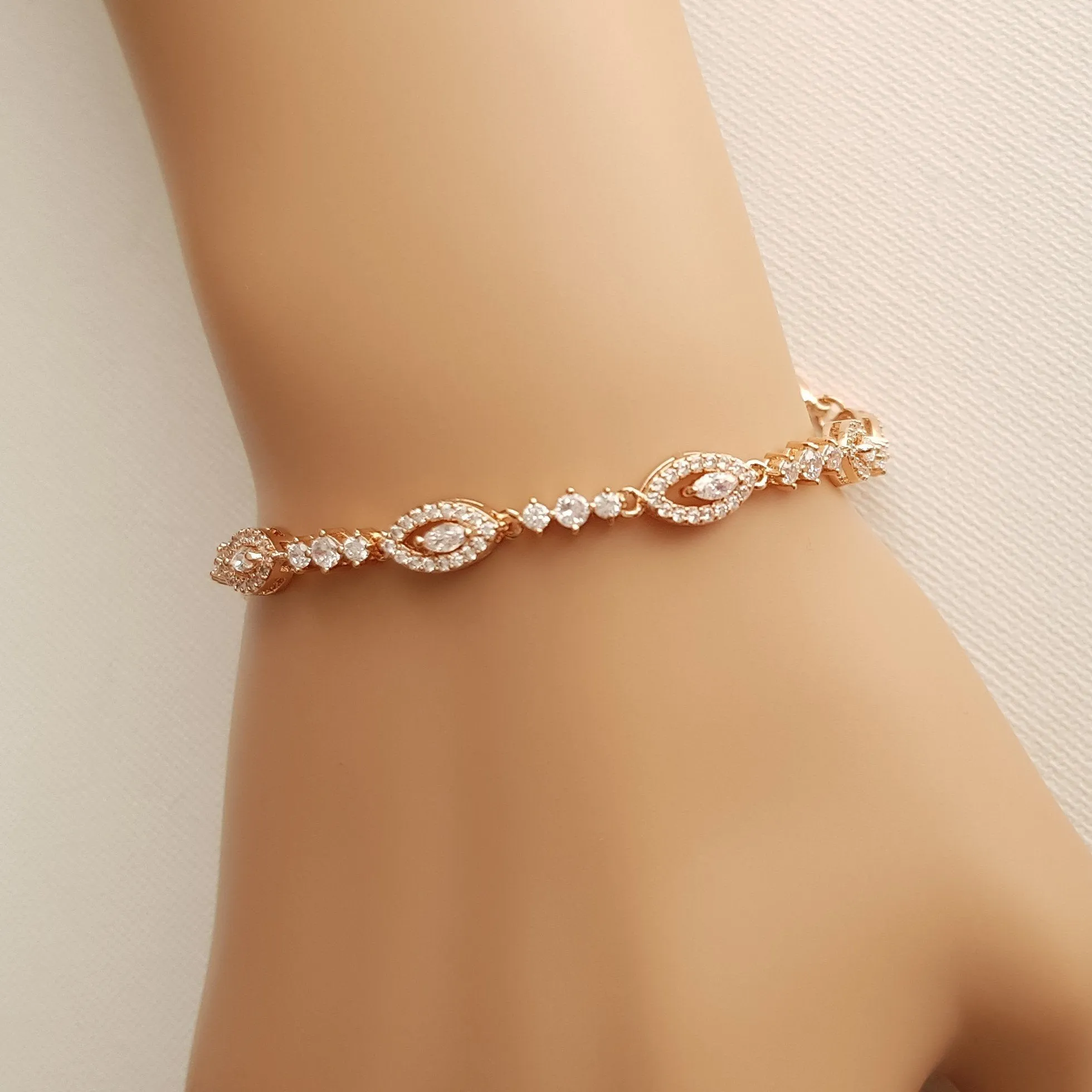 Thin Silver Bridal Bracelet- Hannah