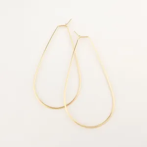 Thin Solid 14k Gold Teardrop Hoop Earrings