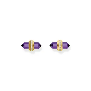 THOMAS SABO Crystal Stud Earrings with Imitation Amethyst Gold