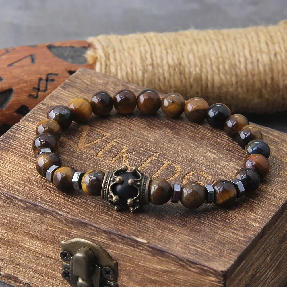 Tiger Eye Men Viking Bracelet