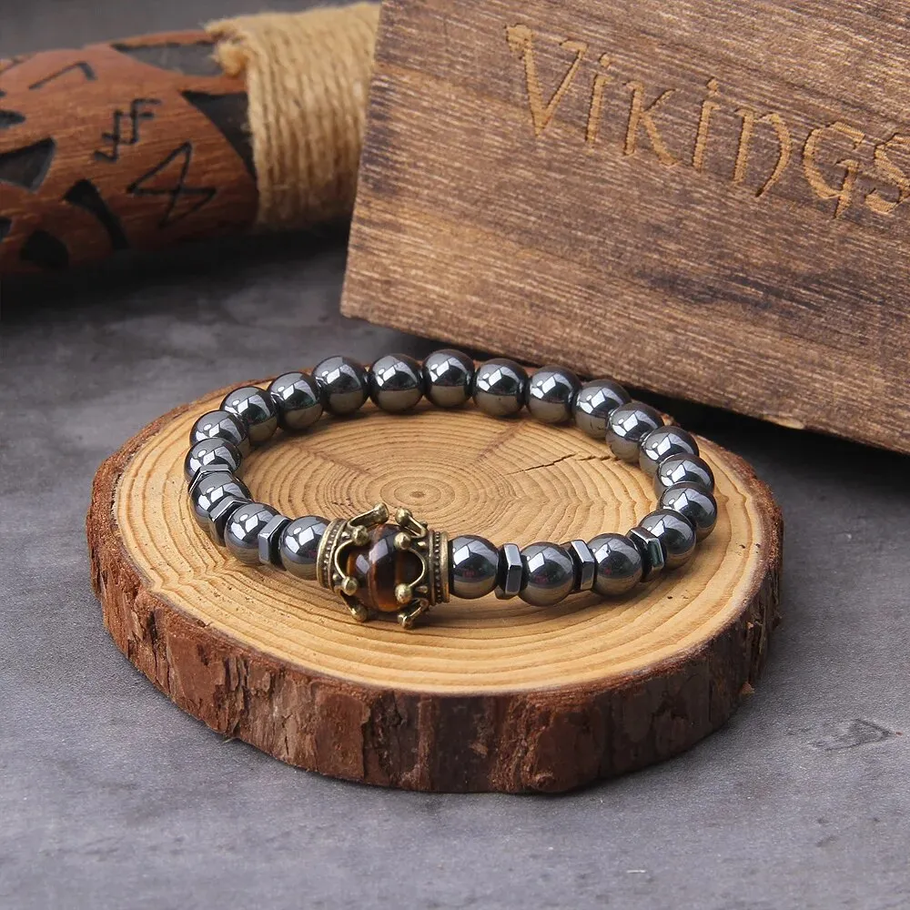 Tiger Eye Men Viking Bracelet