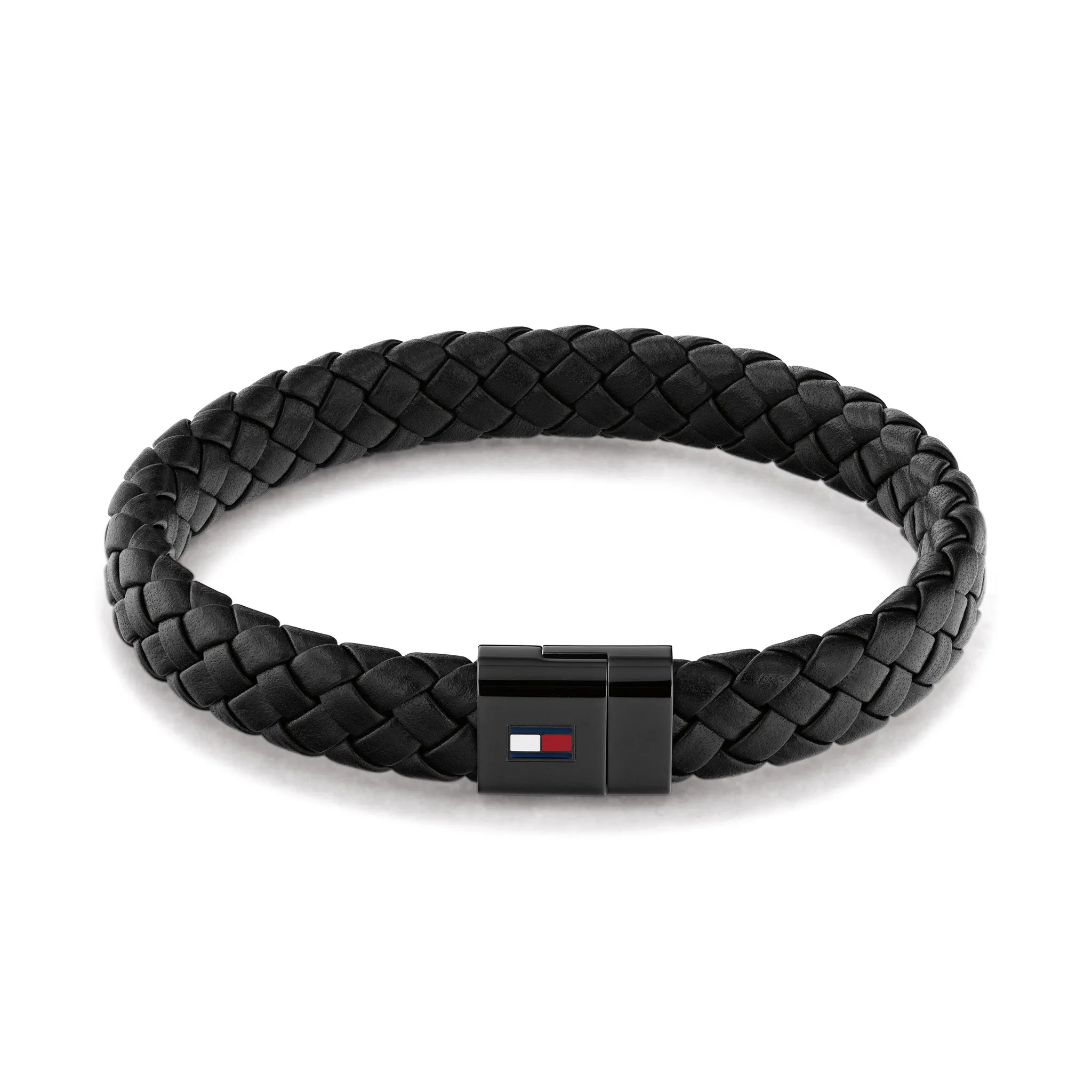 Tommy Hilfiger Jewellery Black Steel & Leather Men's Leather Bracelet - 2790331