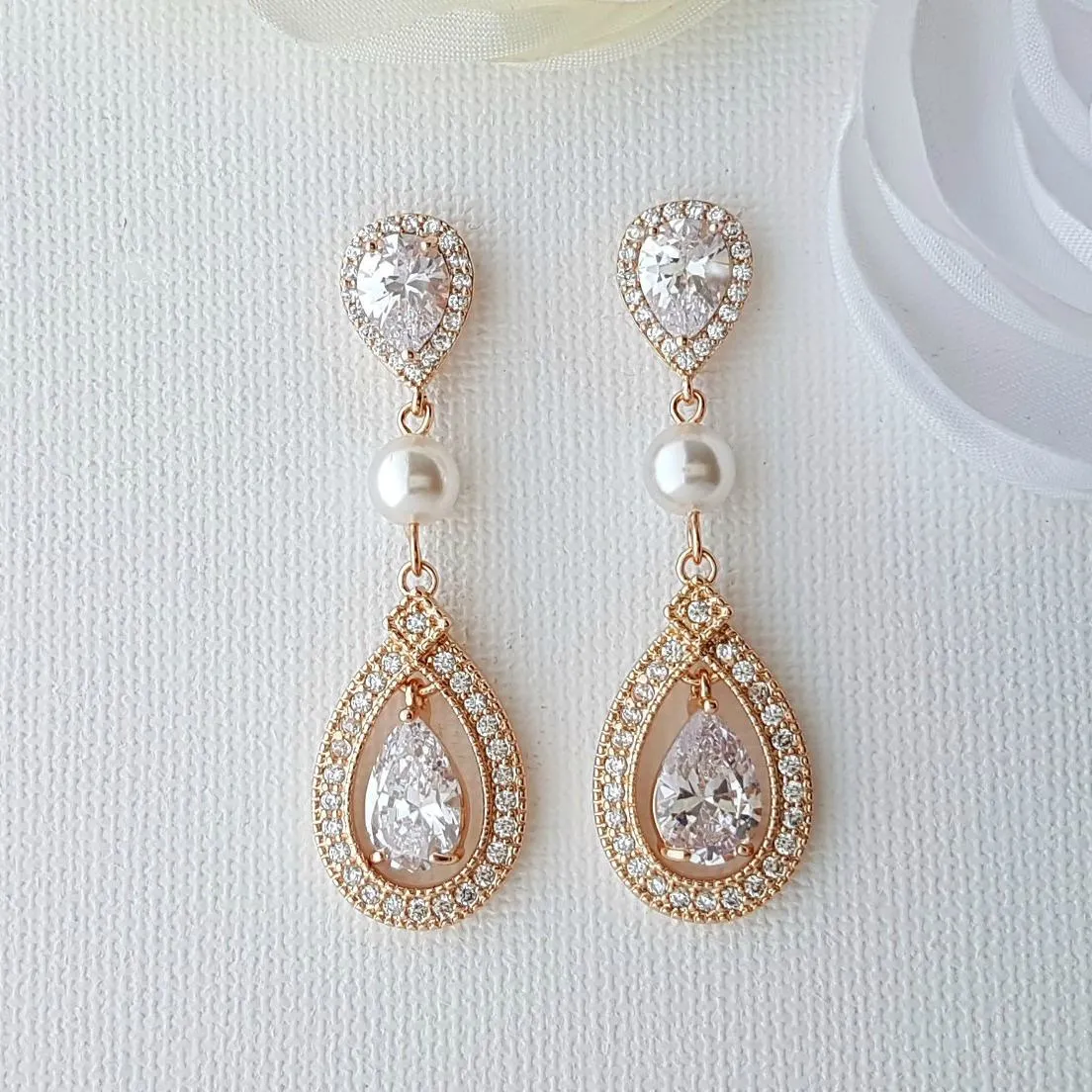 Unpierced Gold Clip On Earrings for Wedding - Sarah