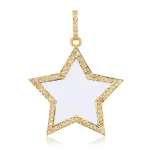 WHITE ENAMEL STAR CHARM, GOLD