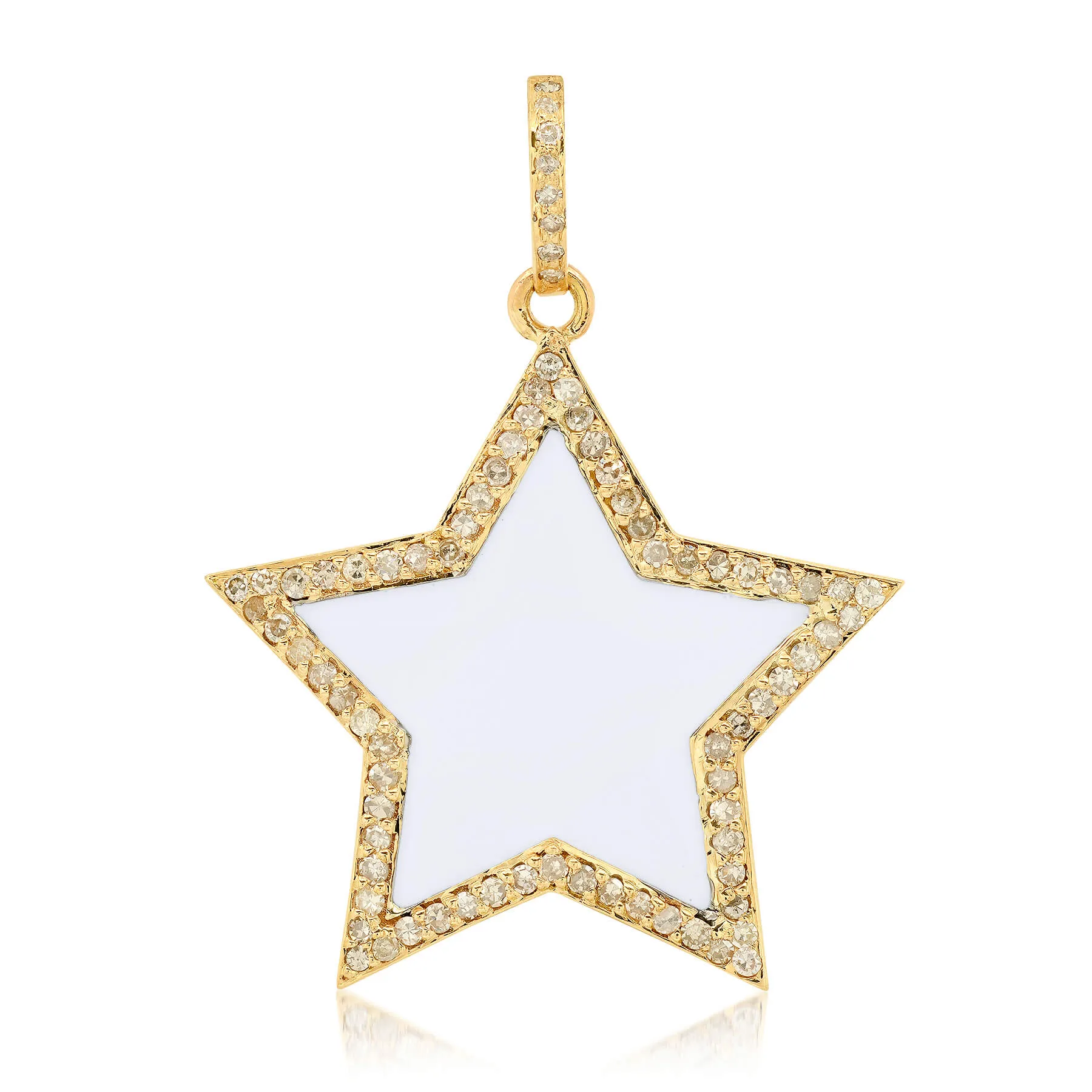 WHITE ENAMEL STAR CHARM, GOLD