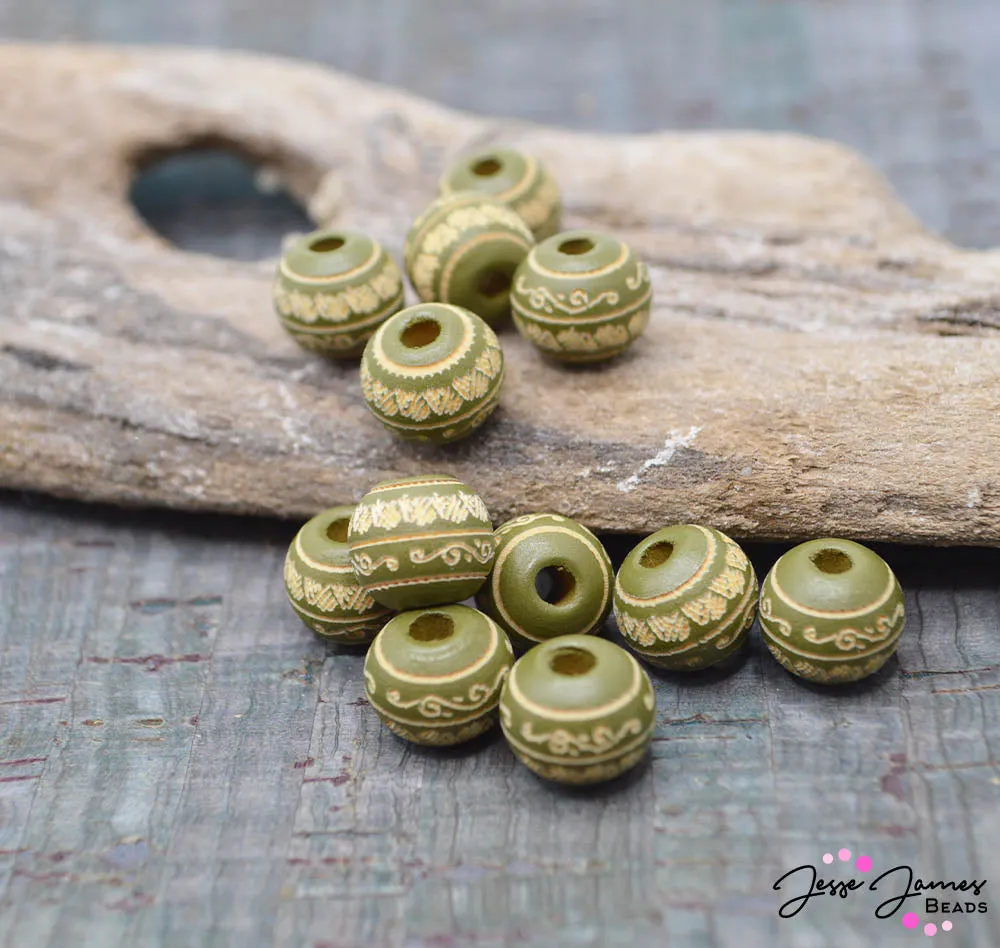 Wood Bead Set in Seagrass