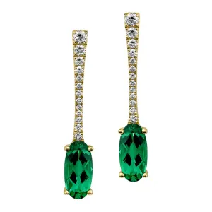 Yellow Gold Emerald and Diamond Drop Earrings