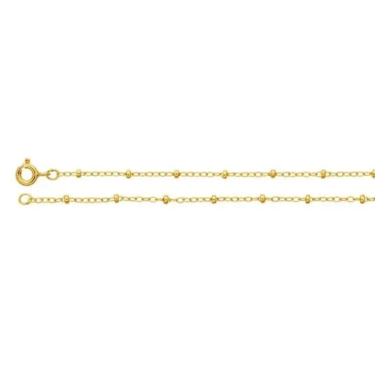 Yellow Gold-Filled 1.2mm Oval Cable Chain with Beads Necklace