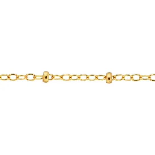 Yellow Gold-Filled 1.2mm Oval Cable Chain with Beads Necklace